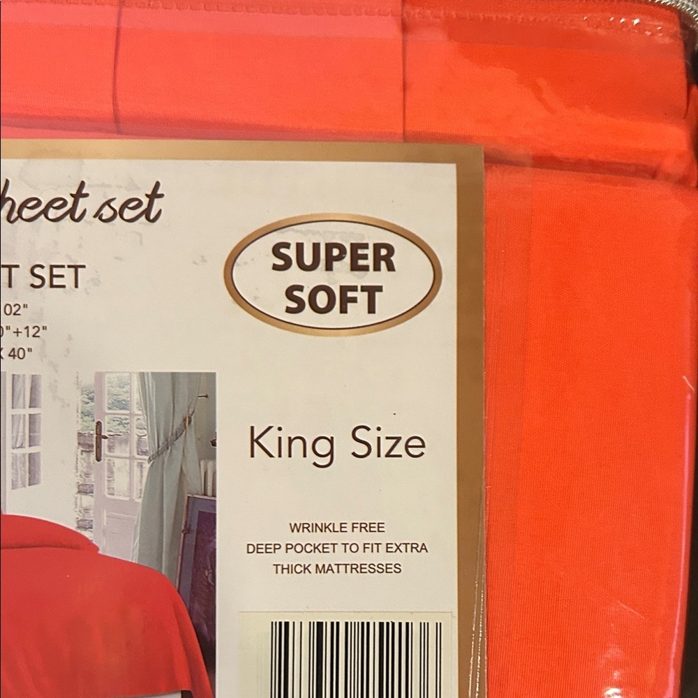 Super Soft King Size Orange Sheet Set NWT - Picture 4 of 4